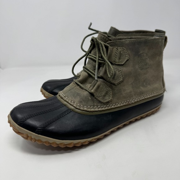 Sorel Green Out N About Leather Ankle Duck Boots NL2133-365 Women's Size 10 - Picture 7 of 12